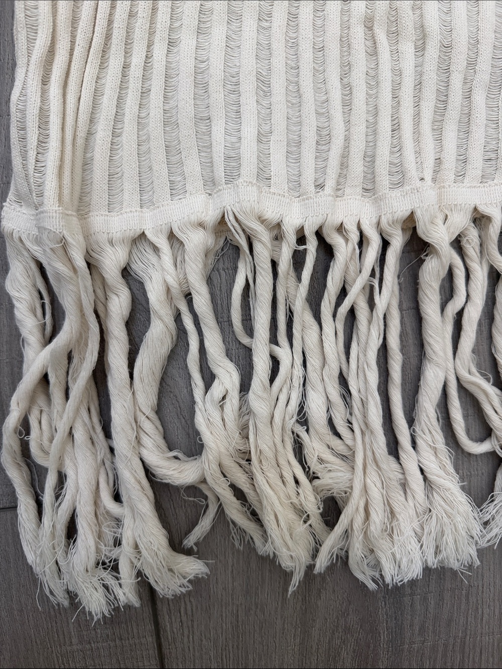 Zara Cream Ribbed Racerback Fringe Tank - Picture 4 of 4